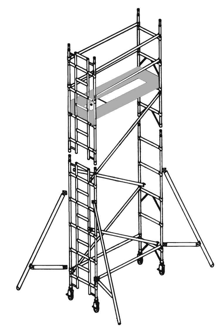 <b>Echafaudage aluminium plateau 3.00x1.35m hauteur travail 14.09m </b>